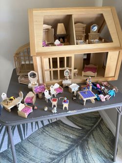 Premium Wooden Dollhouse Set – Fully Furnished Bundle with dolls