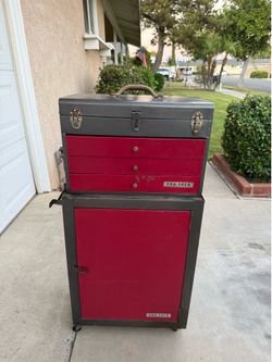Vintage Tool Box/ Toolbox/ lightweight/ light weight / 2 pieces / Rolling/ casters