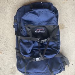 Vintage Jansport Backpack 80s 90s Made in USA Blue hiking Pack Bag Needs Repair