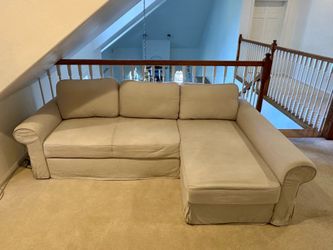 IKEA BACKABRO-MATTARP couch sofa bed with chaise white natural bed futon reversible