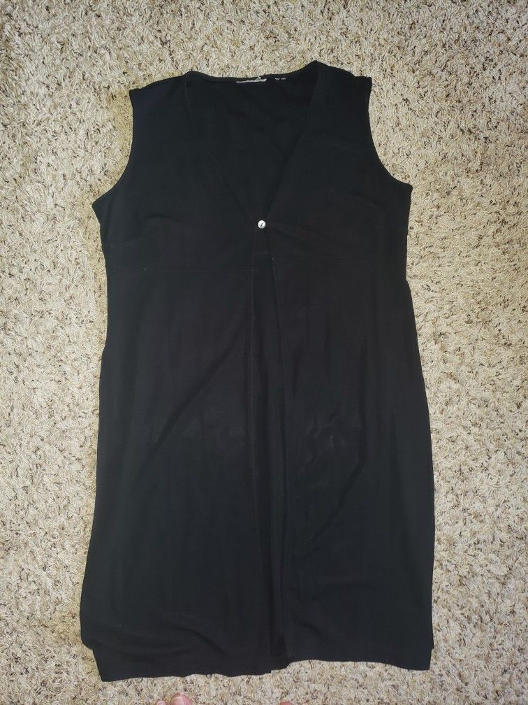 Womens Sleeveless Long Black Tunic