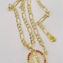 San Judas y Cadena estampada,orò laminado 14k/Saint Jude and Chain stamped, 14k Gold plated no
