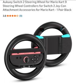 Aukuoy Switch 2 Steering Wheel for Mario Kart 9 Steering Wheel Controllers 1604-bandera