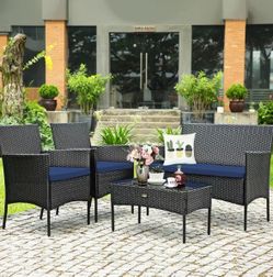 4 Piece Wicker Patio Furniture Set