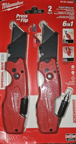 Milwaukee 2-Pack of 6-IN-1 FASTBACKS Folding Knives 48-22-1505D