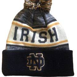 Navy Notre Dame Fighting Irish Cuffed Knit Hat with Pom