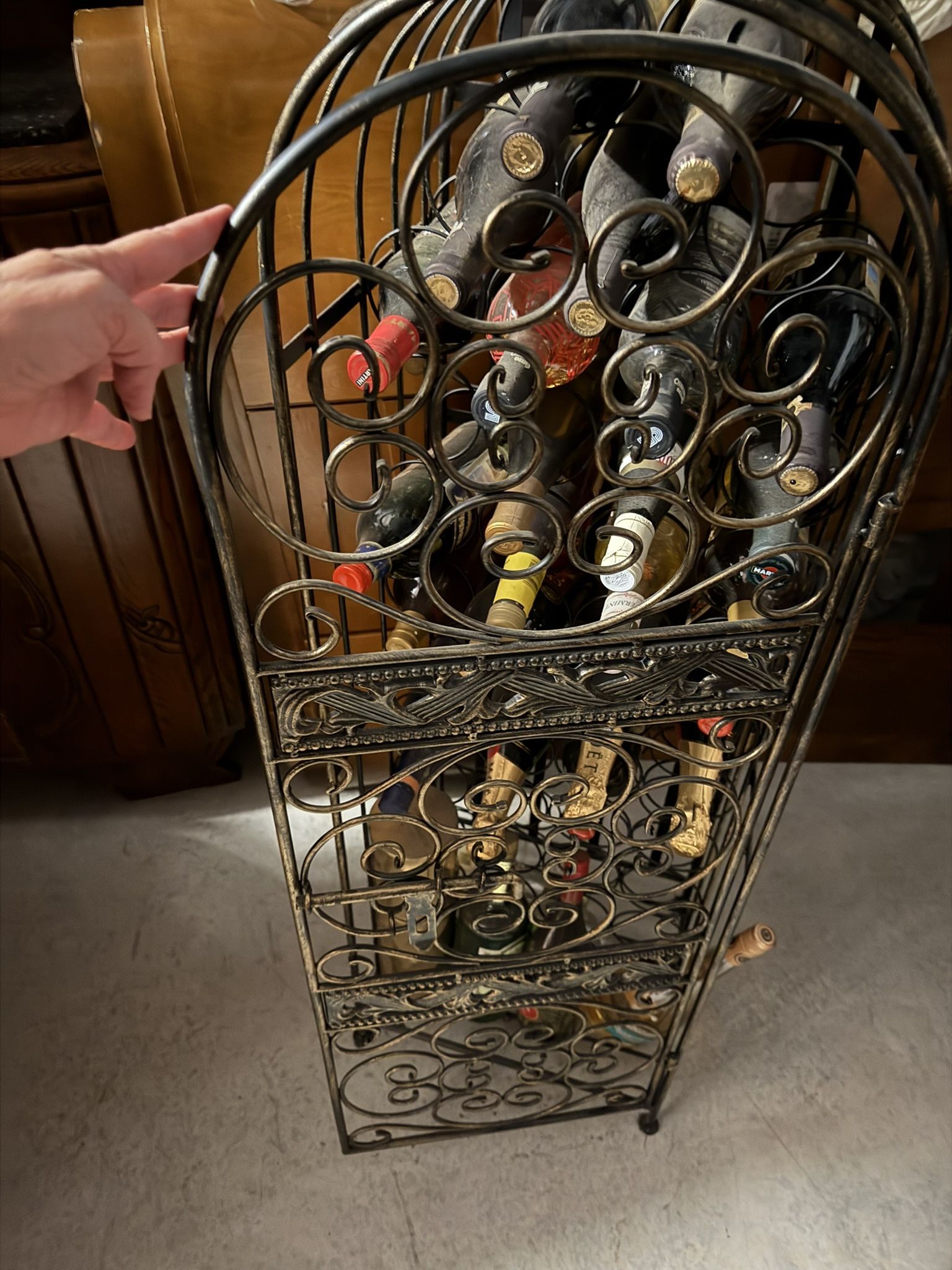 Wine Rack It’s Dusty In Excellent Condition Comes With All The Wine Bottles
