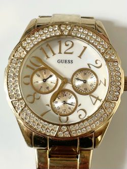 GUESS Gold-Tone Women’s Watch – Crystal Bezel