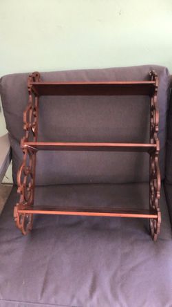 Vintage Edwardian Mahogany Wood Tea Cups And Saucers 3 Tier Shelf 1950 / 1960    22 X16 1/2 Inc