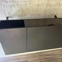 Modern Black Wood Coffee Table with Hidden Storage – Gently Used