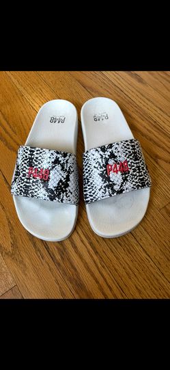 P448 Super Slide Sandals White Snake Red Slippers Italy 