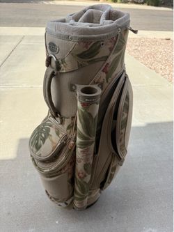 Burton golf bag, tropical print, 13 way divider, missing shoulder strap, zippers all work
