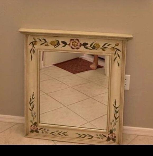 Hand painted Wooden Framed mirror .