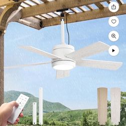 (Brand New in Box) Zardon 42" Outdoor Ceiling Fan with Light & Remote, Waterproof Plug-in Ceiling fan with 6 Speeds, DC Motor, Downrod Mount for Pati