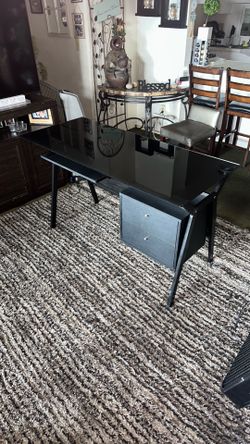 Modern Black Glass Computer Desk