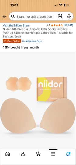Niidor Adhesive Strapless Silicone Push-Up Bra