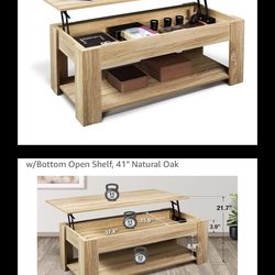 Brand New Retractable Oak Coffee Table