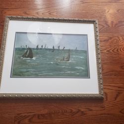 Edouard Manet French saling ships at sea art frame from the Chicago Art Institute  Museum shop
