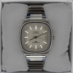 Timex 1983 E-Line Reissue Automatic 34mm Silver Dial Expansion Band TW2W70800