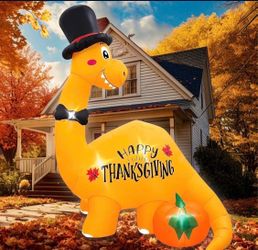 8FT Thanksgiving Inflatables Dinosaur with Top Hat