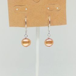 Champagne freshwater pearl solitaire earrings...