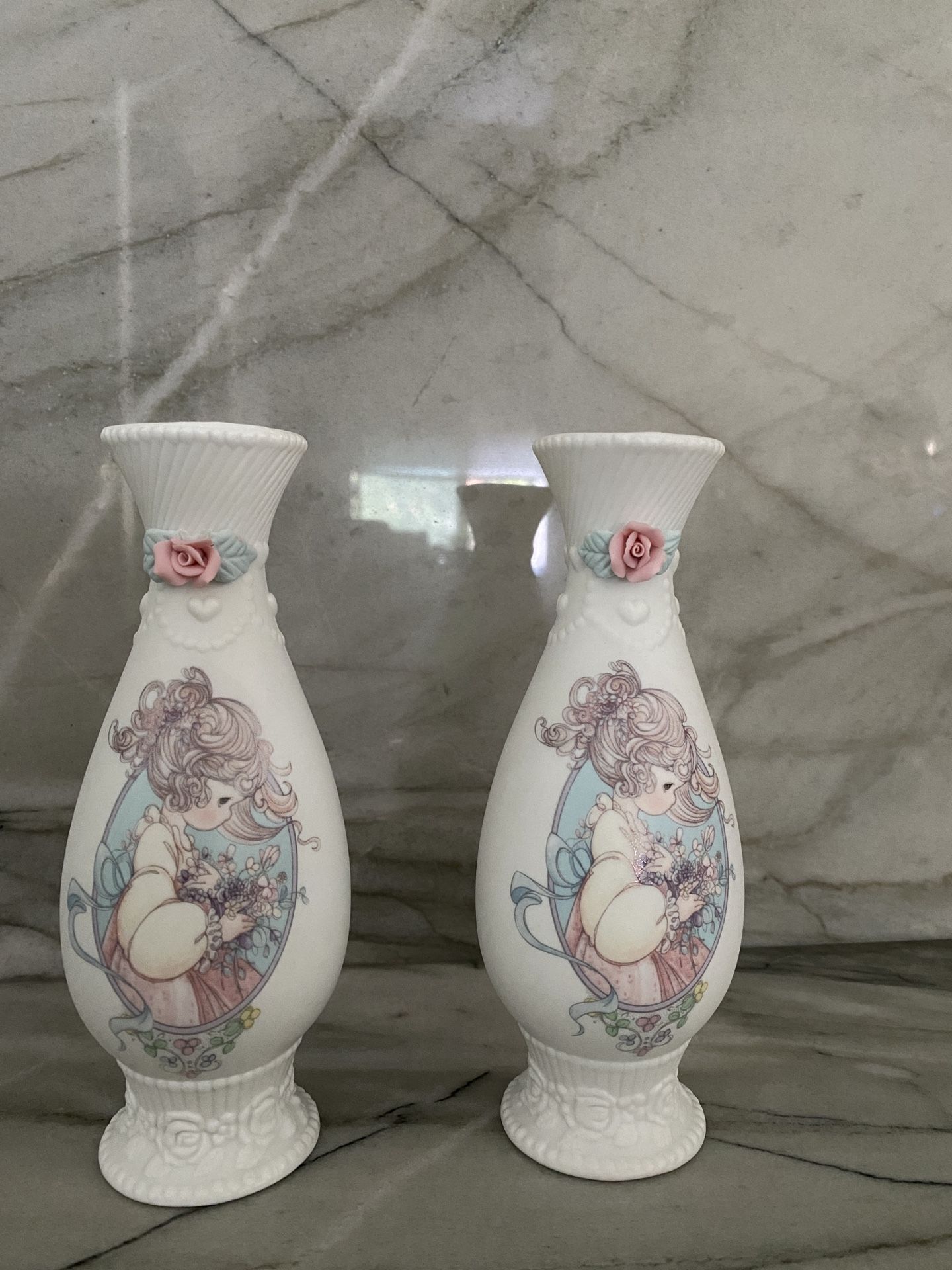 Vintage Precious Moments: 1993 Mother's Day Poem Flower Vase Enesco 6" Tall