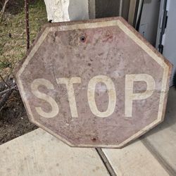 Antique Vintage Porcelain STOP Sign 