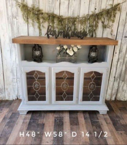 Gray Farmhouse Display Cabinet/shelf/hutch 