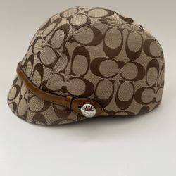 Coach Vintage Signature Karee Newsboy Cap Hat Khaki Size M/L