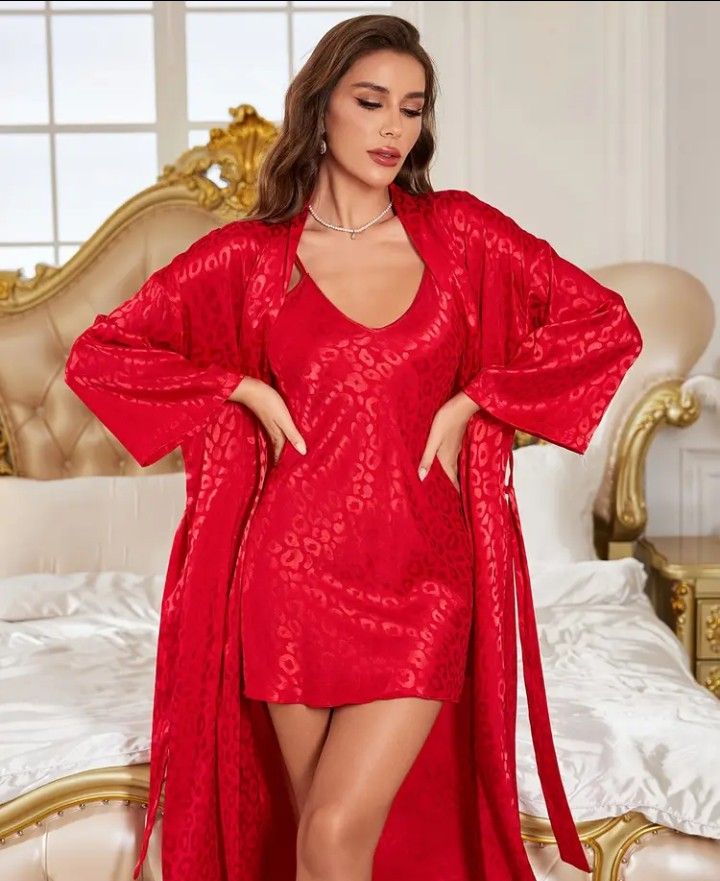 Red Robe And Gown Set