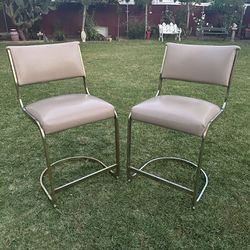 2 Vintage Boho MCM Jungalow Cantilever Cesca Tall Chairs Stools