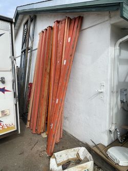Approximately 9’ Orange Beams And Wire Shelves