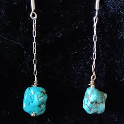 Vtg.sterling Silver Turquoise Earrings