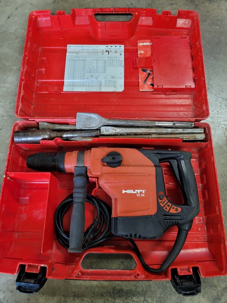 Hilti TE56 Rotary Chipping Hammer Drill SDS, With Drill Bits, Chipping