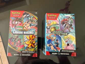 Brand new Pokémon journey together, mega evolutions chaos rising booster bundles, not pikachu, charizard, 30th anniversary ebt