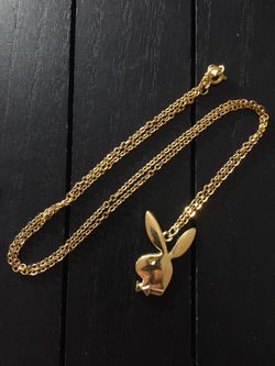 25” Gold Tone Necklace with Playboy Bunny Pendant