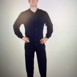 Adult Jersey Knit Navy Blue Large Footed Pajamas