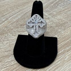 925 Silver Moissanite Cross Ring