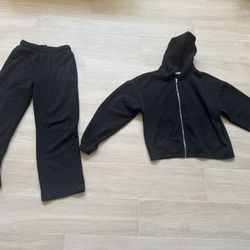 Lucid Blanks L Large Sweatsuit Black Sweatpants Sweatshirt Zip Hoodie 300 GSM