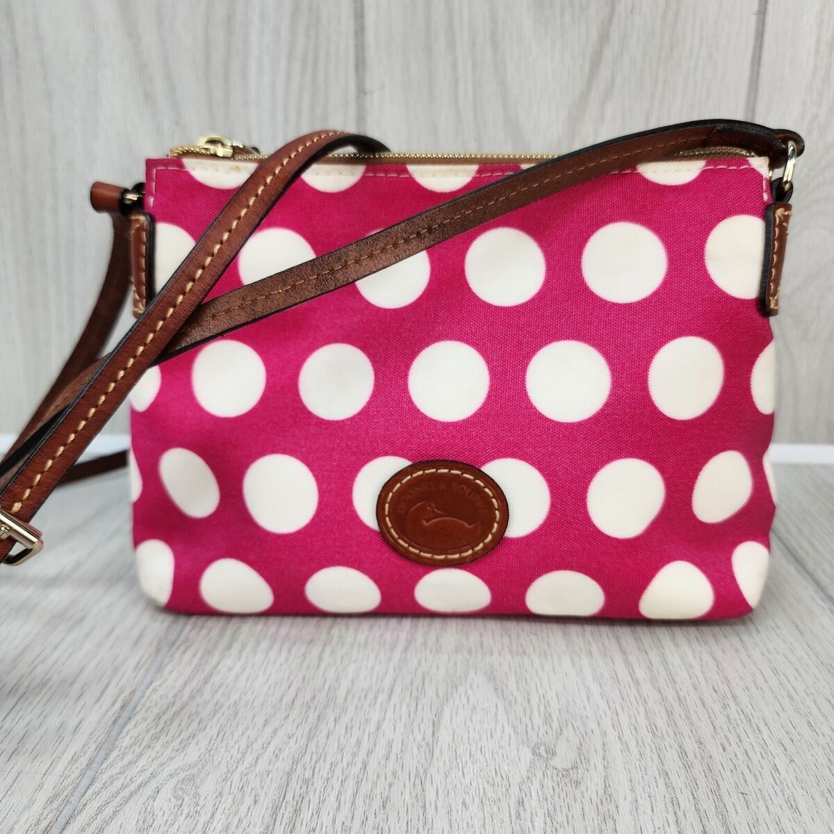 Dooney & Bourke Hot Pink with White Polka Dot Crossbody Bag