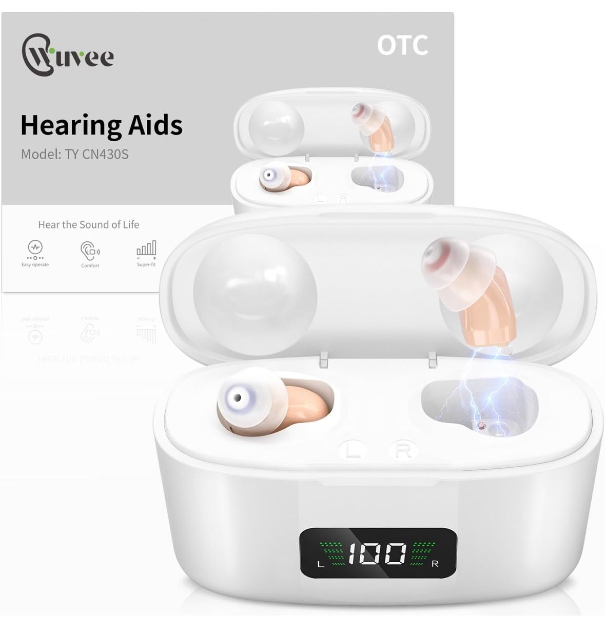 OTC Hearing Aids for Seniors, Hearing Aid Amplifiers Devices Rechargeable with Noise Cancelling, Superior Sound Quality for Adults Women Men Hearing L