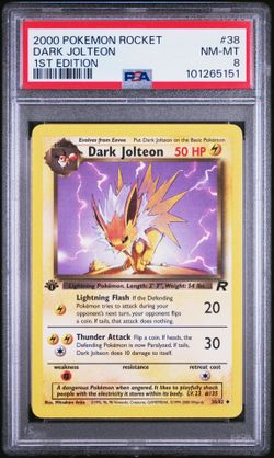 2000 Pokemon Rocket Near Mint-Mint Dark Jolteon 1st Edition PSA 8 #38
