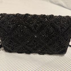 Sequined Clutch With Sling  - Black 