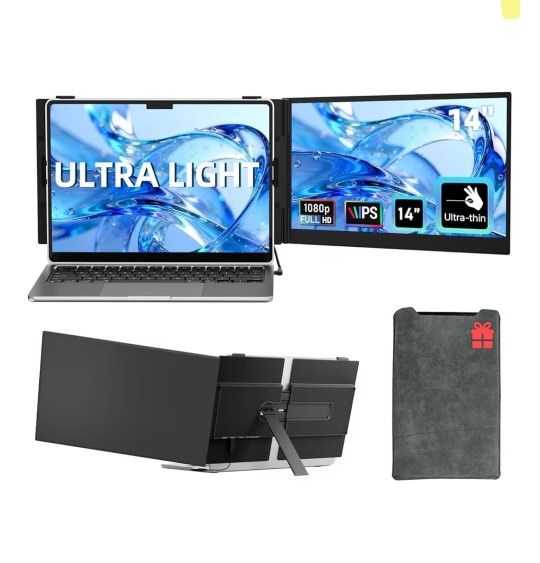 Laptop Screen Extender, 1.3lb Ultra Lightweight 14" 1080P FHD 