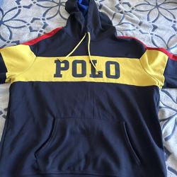 Navy Blue, Yellow , Red Polo Hoodie
