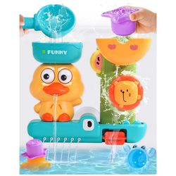 Brand new Baby Bath Toys for Kids Ages 1-3 2-4 Toddler Bathtub Water Toys with 3 Strong Suction Cups Battery-Free Duck Waterfall Sensory Shower Toys w