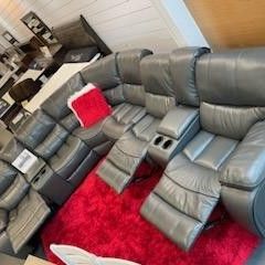 GRAY LEATHER RECLINING SECTIONAL ONLY $1499