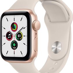 Apple Watch SE (Gen 1) [GPS 40mm] Smart Watch w/Gold Aluminium Case with Starlight Sport Band. Fitness & Activity Tracker, Heart Rate Monitor, Retina 