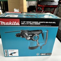 Makita 1-1/8" Rotary Hammer with 4 1/2" Angle Grinder