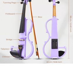 Vangoa Electric Violin 4/4 Full Size Silent Violin Set for Beginner Adults